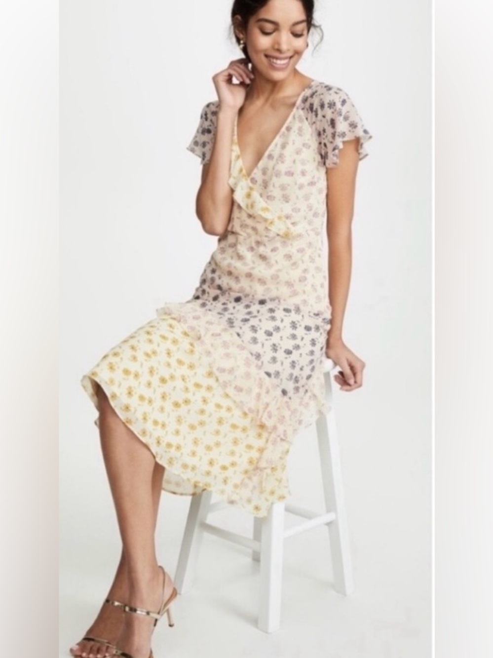 Joie Orita Silk Ruffled Floral Tiered Dress Women’s Sz 4 - Picture 1 of 8